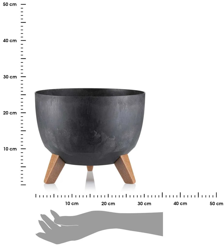 PLASTOVÝ KVETINÁČ ROSA ECO 18X29 CM IMITÁCIA BETÓNU ČIERNA