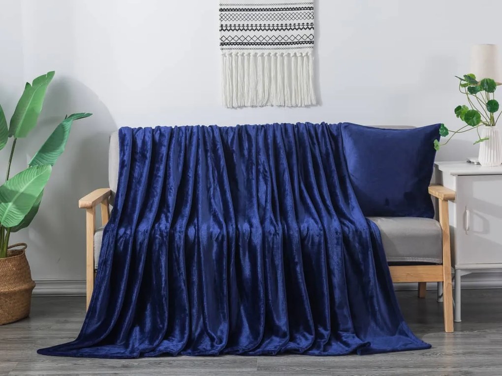 XPOSE® Mikroplyšová deka Exclusive - tmavo modrá 200x230 cm