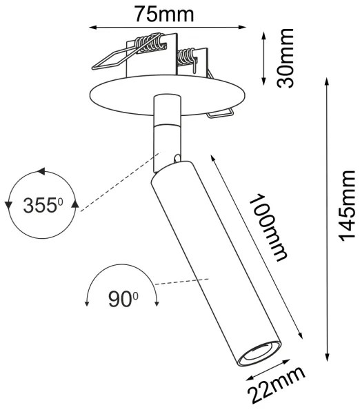 Brosline 3250 - Zapustené stropné bodové svietidlo ACE 1xG9/2,5W/230V čierne