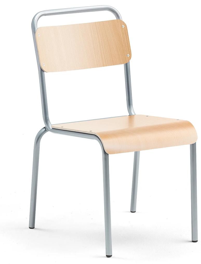 Jedálenská stolička FRISCO, hliníkový rám, bukový laminát