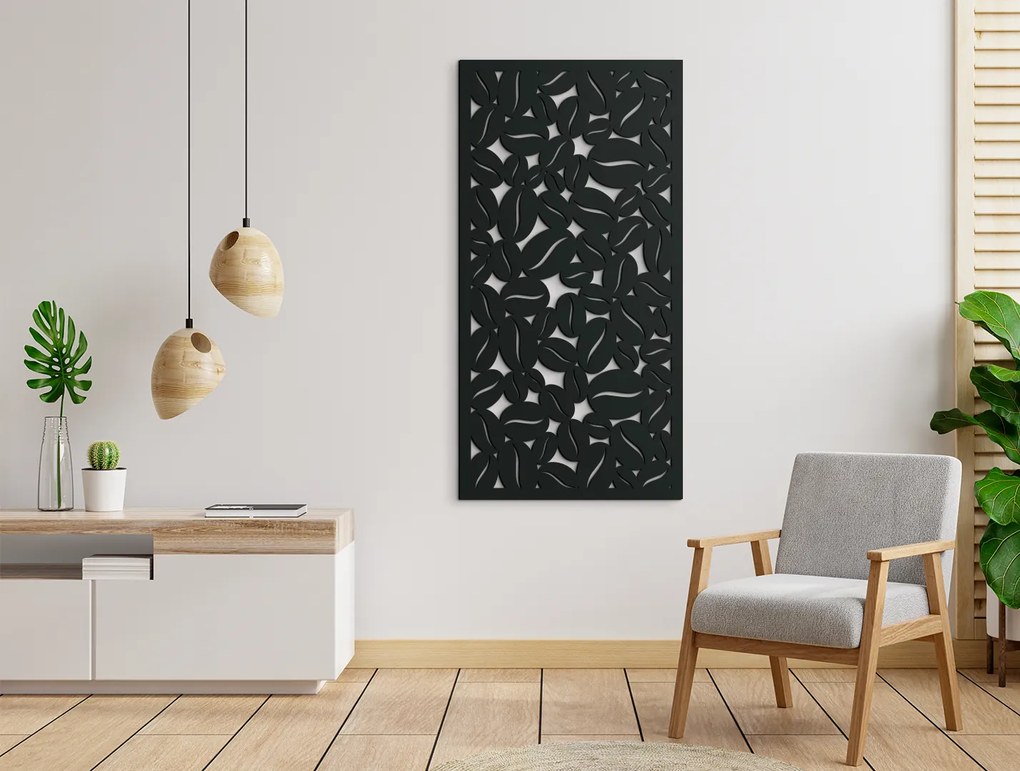 drevko Drevený obraz Kávové zrná Rozmer obrazu: 44,5 x 22,5 cm, Farba dekorácie: Čierna