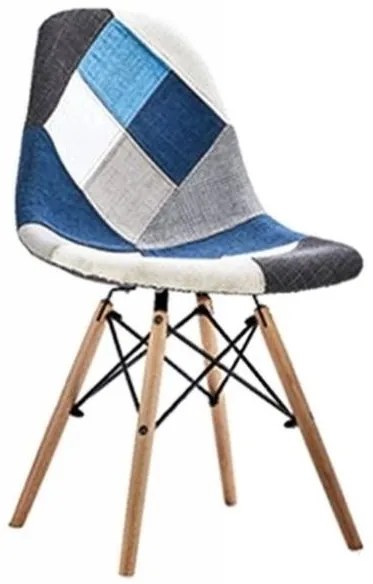 ShopJK STOLIČKA PATCHWORK MODRÁ, ŠKANDINÁVSKY ŠTÝL