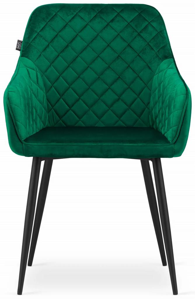 PreHouse Stolička NUGAT - zelený zamat / čierne nohy