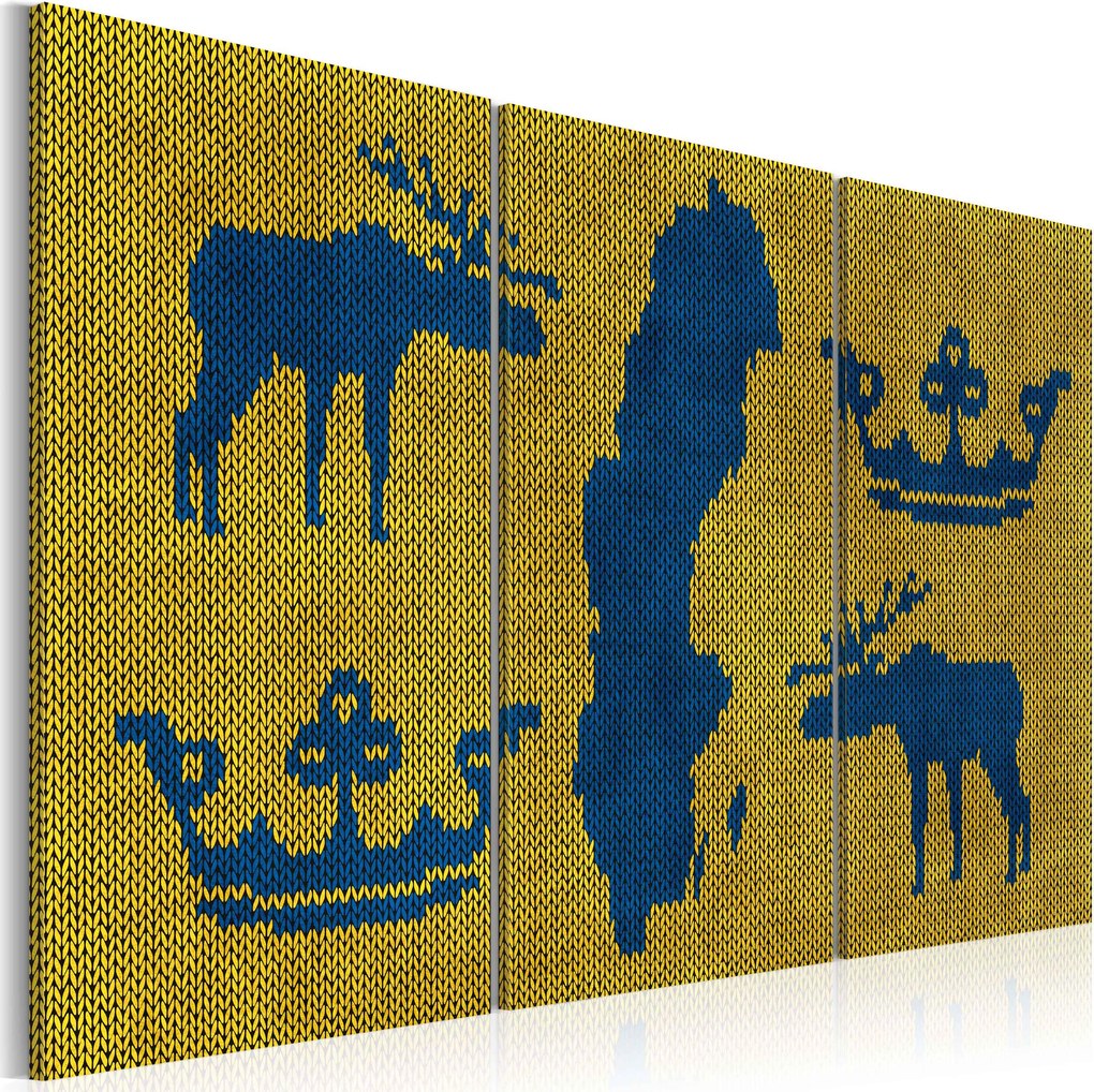 Obraz - Map of the World: sweater from Sweden - triptych 60x40
