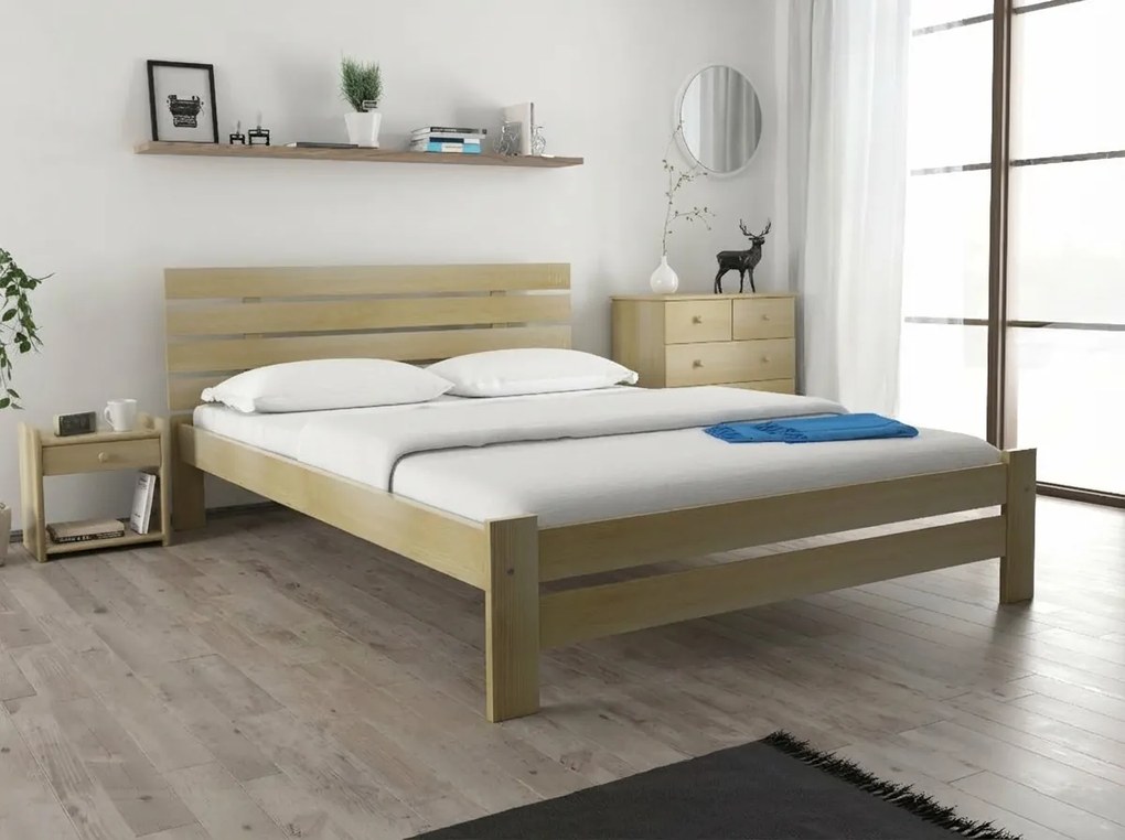 Posteľ PARIS zvýšená 120 x 200 cm, borovica Rošt: S lamelovým roštom, Matrac: Matrac DELUXE 10 cm