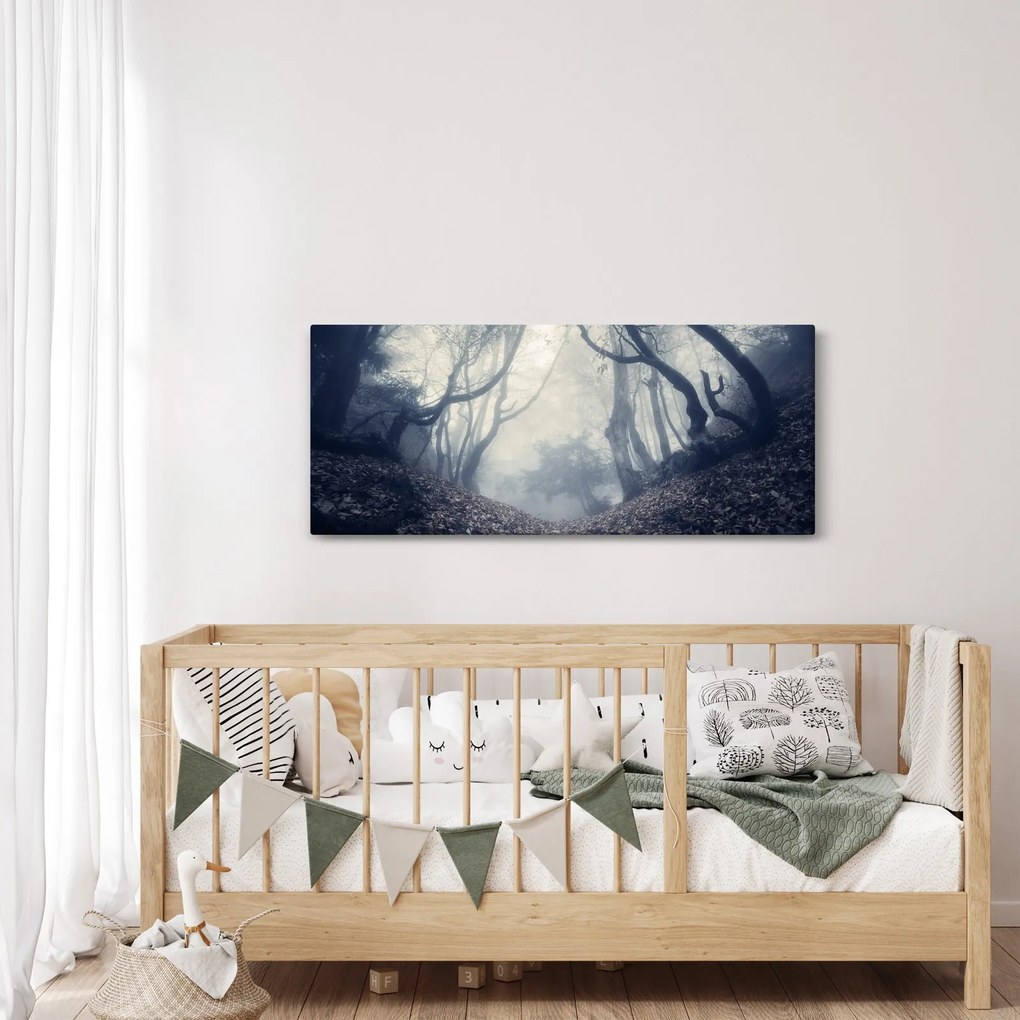 Obraz - Les v hmle (120x50 cm)