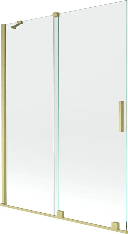 Mexen Velar vaňová zástena dvojkrídlová Posuvný 130 x 150 cm, Priehľadné, zlatý kefovaný - 896-130-000-01-55