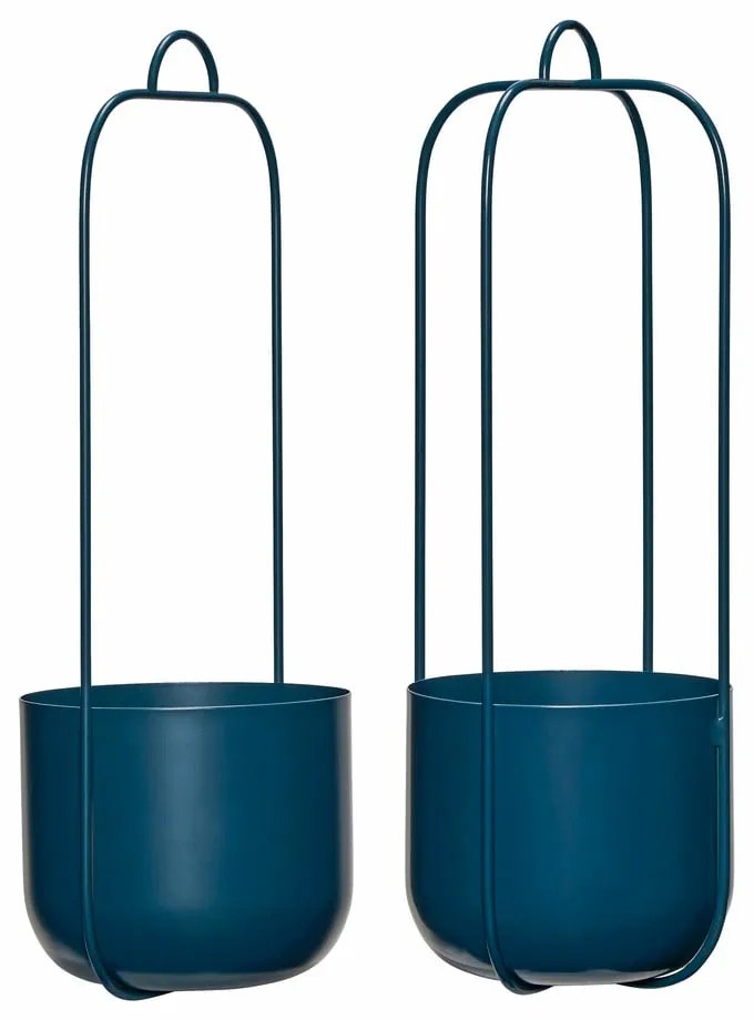 Modré kovové závesné kvetináče v sade 2 ks ø 16 cm Lotus - Hübsch