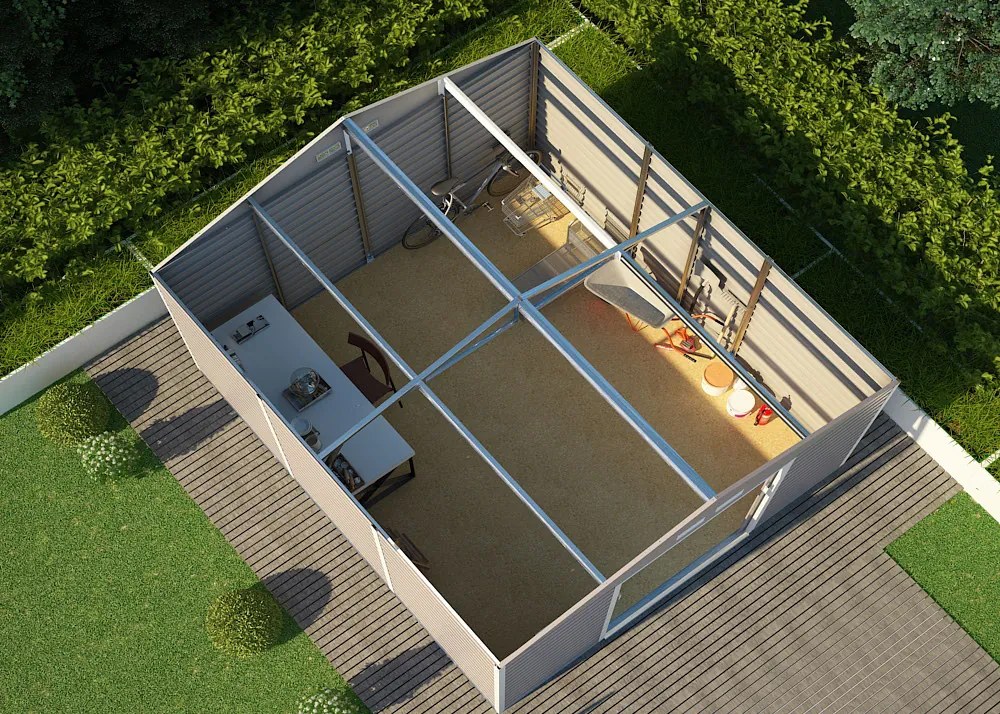 Záhradný domček G21- 340 x 382 cm, šedý