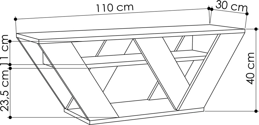 Televízny stolík Houseland Pipralla 110 cm dub prírodný