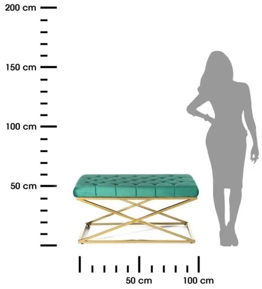 Prešívaná lavica SALIBA 50x97 cm zlatá/zelená