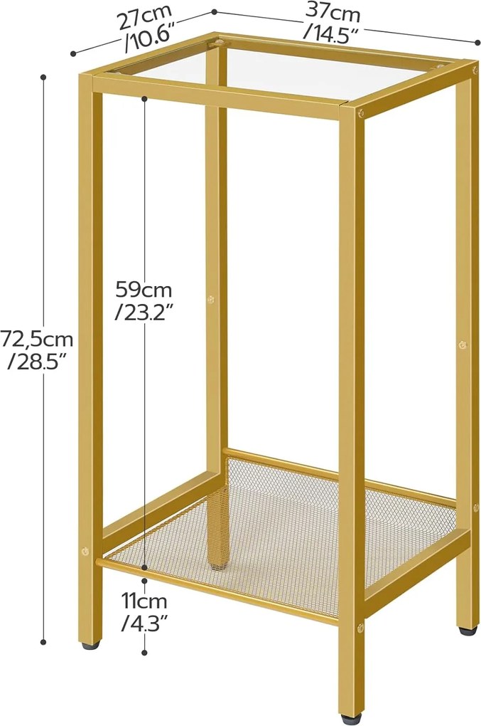 Odkladací stolík Vasagle Lamosa 37 cm číry/zlatý