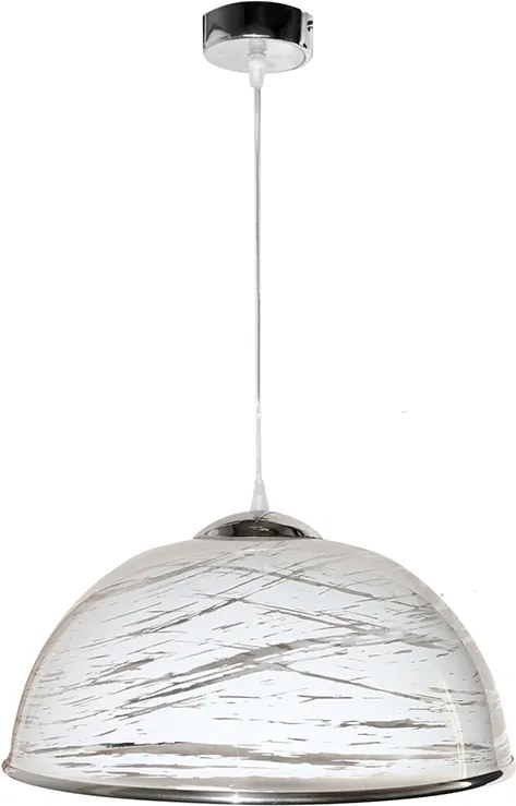 Helam Luster na lanku AKRYL - chróm KS 1xE27/60W biela abstrakt HE0124