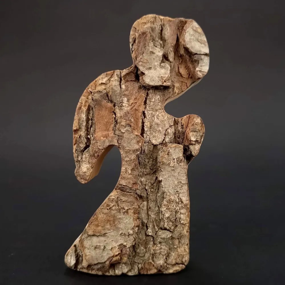 AMADEA Drevený anjel s kôrou, masívne drevo, 11x6x3, 5 cm