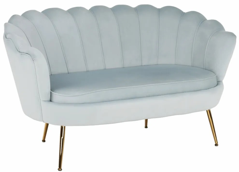 Lavica v štýle Art-deco, sivomodrá Velvet látka/gold chróm-zlatý, NOBLIN