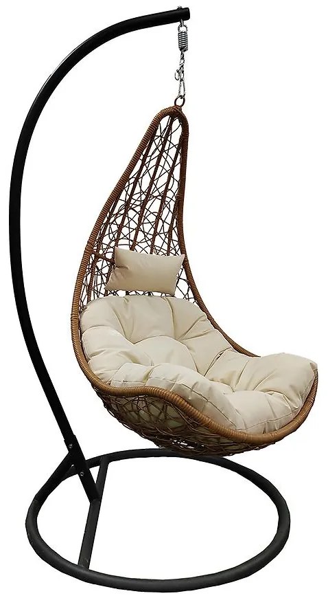 Závesné hojdacie kreslo Murcia prírodné s poduškou