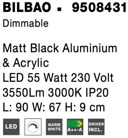 Stropné svietidlo LED so stmievaním Bilbao 90 čierne