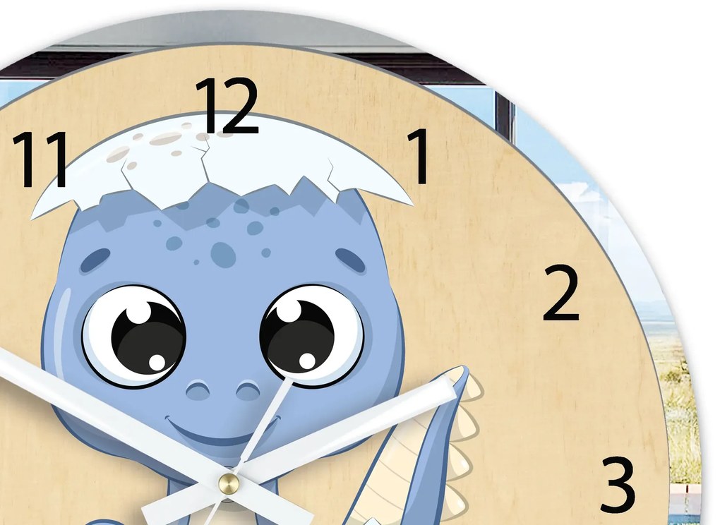Dětské nástěnné hodiny Mirro Dinosaurus 30 cm vícebarevné