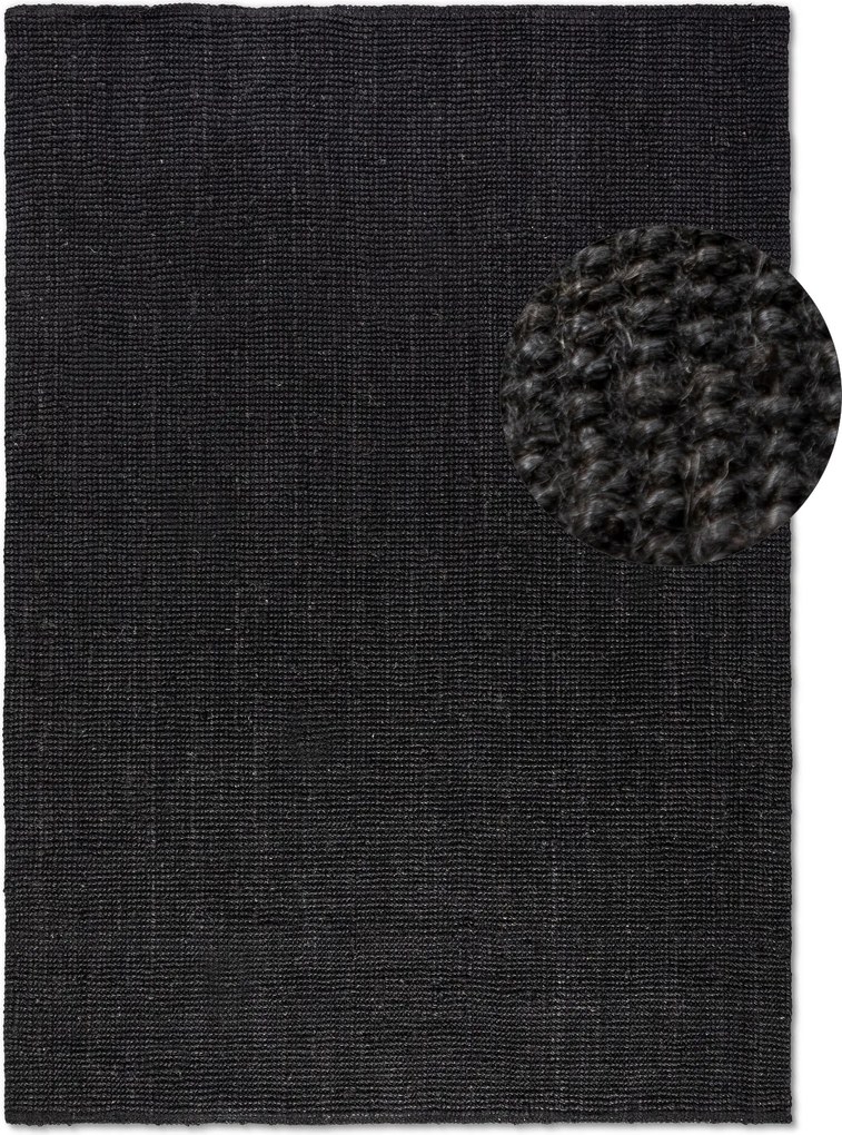 Hanse Home, Kusový koberec Bouclé Jute 105976 Black, 190x280, čierna, chodba / predsieň