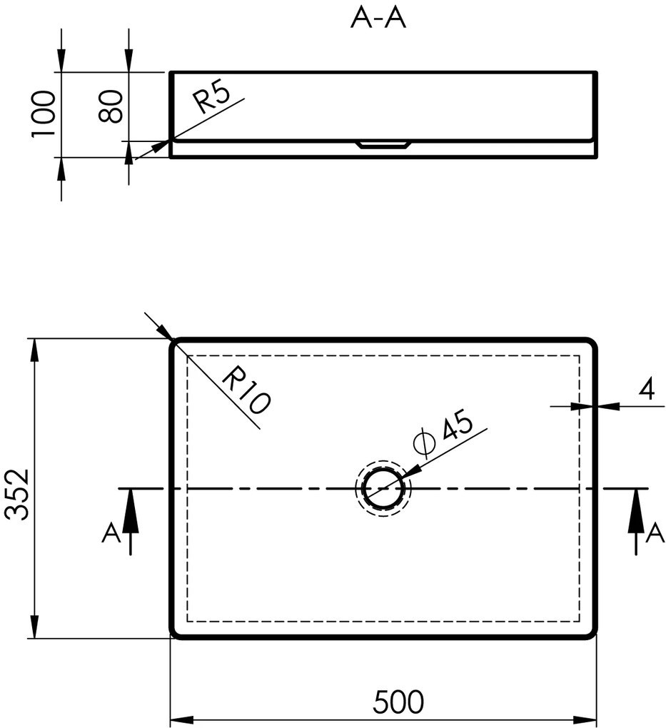 Sapho Sapho, AURUM nerezové umývadlo 50x3,2 cm, vrátane výpuste, nerez mat, AU403