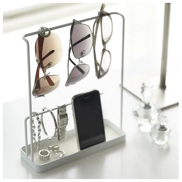 Biely stojan na okuliare a šperky YAMAZAKI Tower