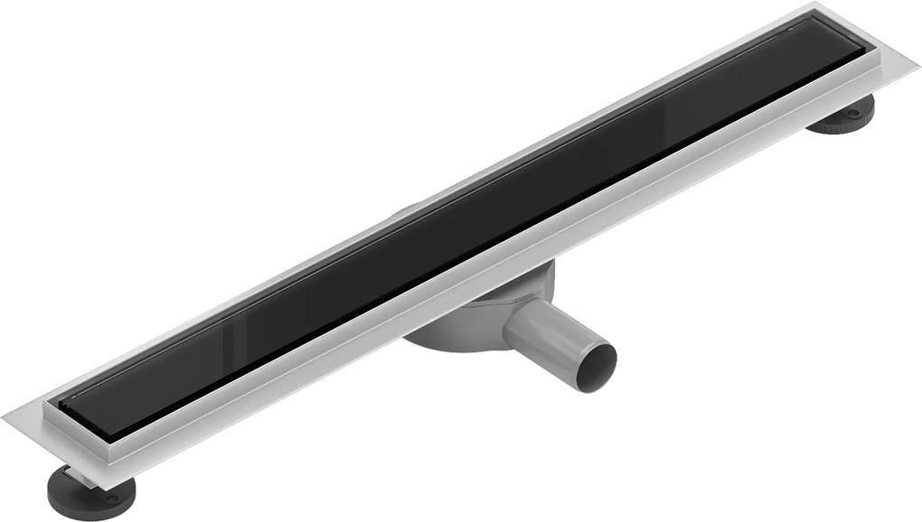 Mexen Flat lineárny nerezový žľab 60 cm, 360 ° sifón, čierne sklo - 1026060-40