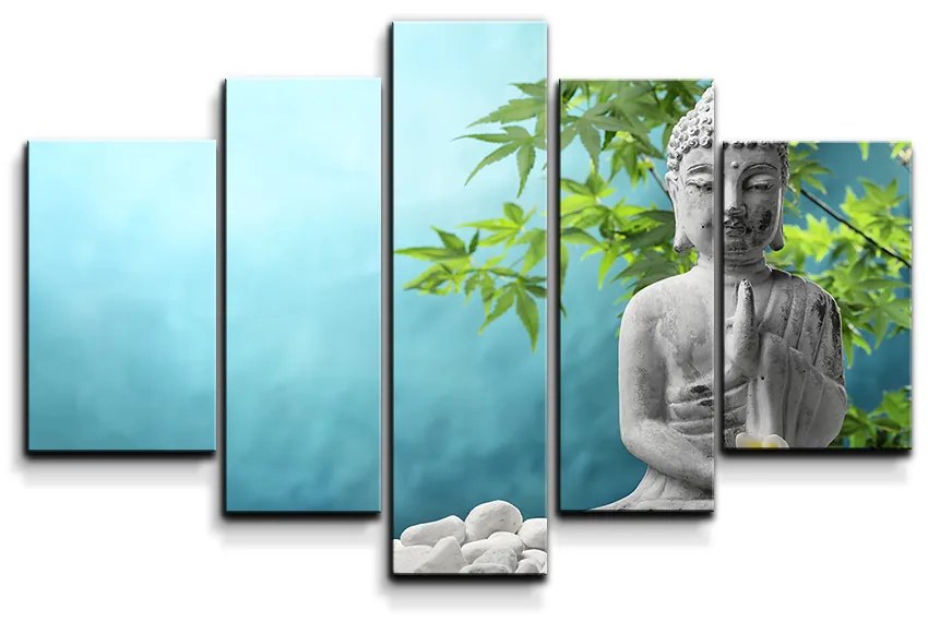Sablio Obraz - 5-dílný Budha - 125x90 cm
