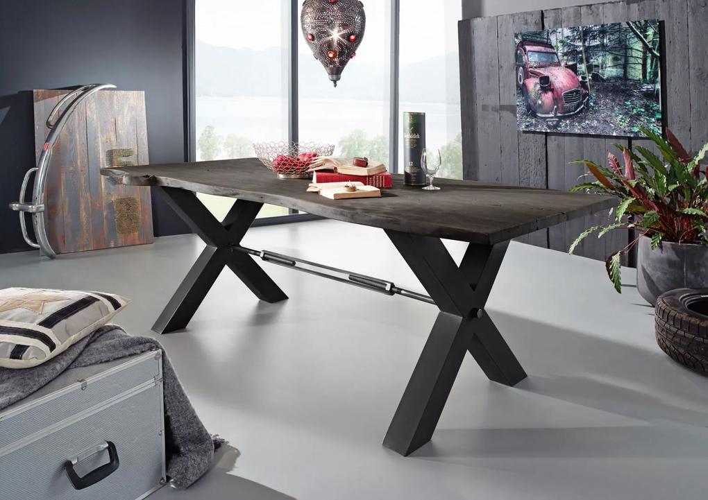 Bighome - DARKNESS Jedálenský stôl 240x100 cm - čierne nohy, sivá, akácia