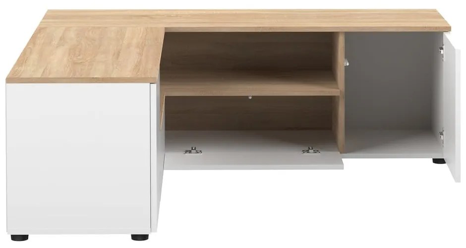 TV stolík v dekore duba v bielo-prírodnej farbe 130x46 cm Angle – TemaHome