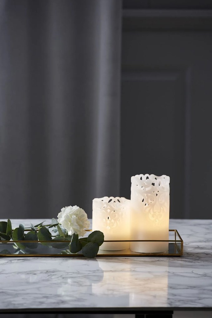 STAR TRADING Vosková LED sviečka Clary White 15 cm