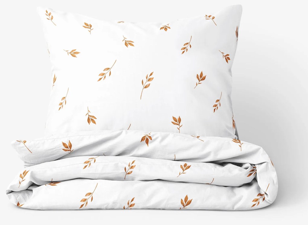 Goldea bavlnené posteľné obliečky - hnedé jesenné lístky 200 x 200 a 2ks 70 x 90 cm