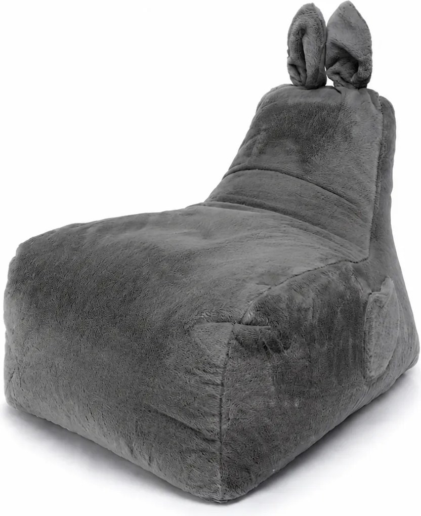 Set 2 detských sedacích vakov Bunny L Lapit sivý + Bag Sako L plyš čierny
