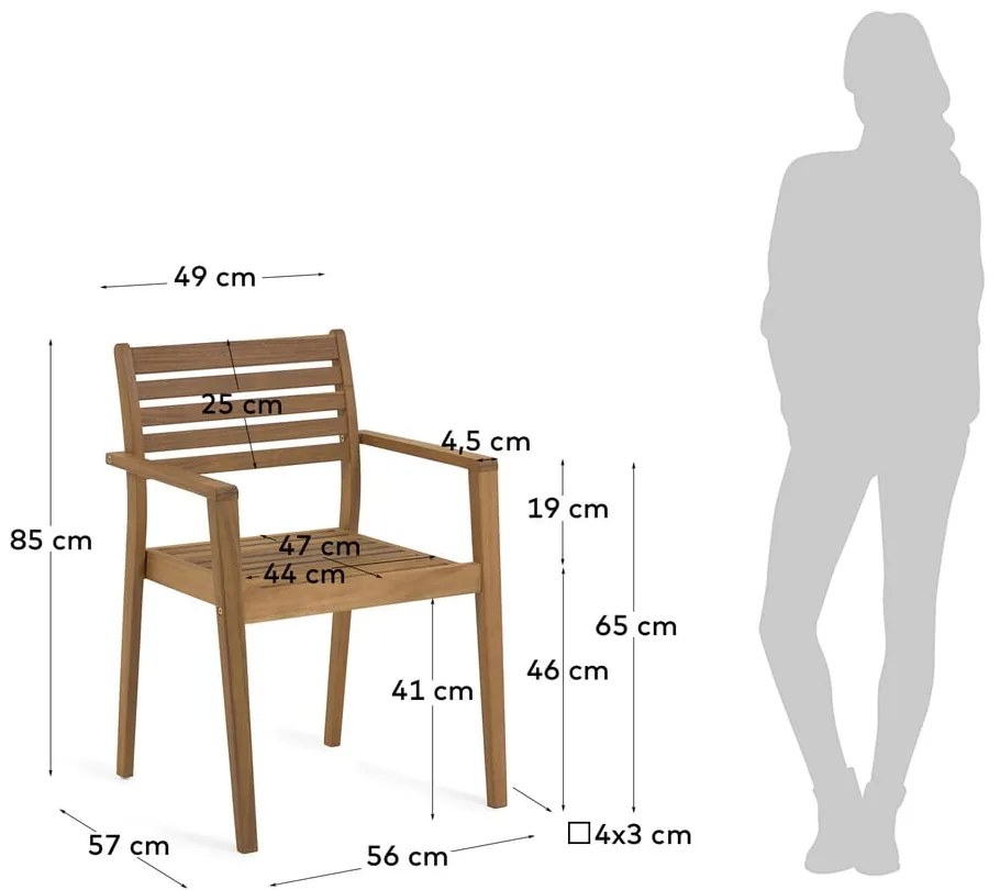 Drevená záhradná stolička v prírodnej farbe Hanzel – Kave Home