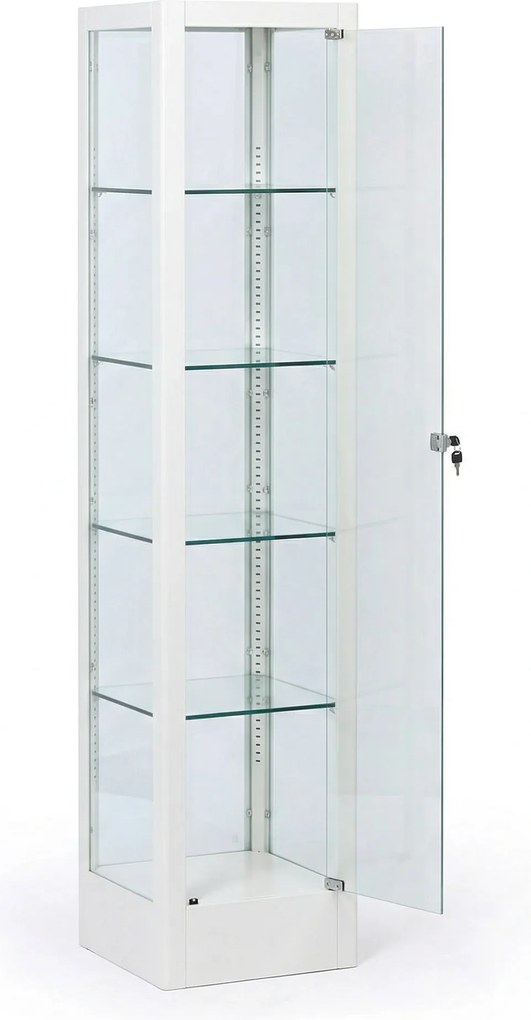 Presklená vitrína, 1800 × 400 × 400 mm, biela