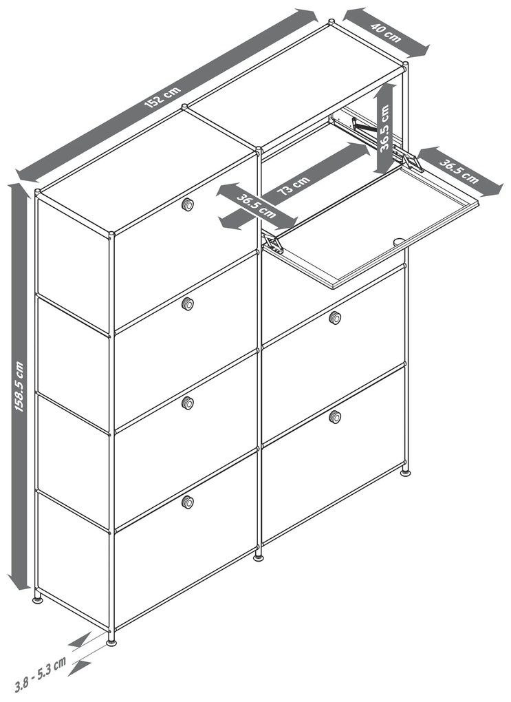 Vysoká komoda »CN3« s 8 výklopnými dvierkami, biela
