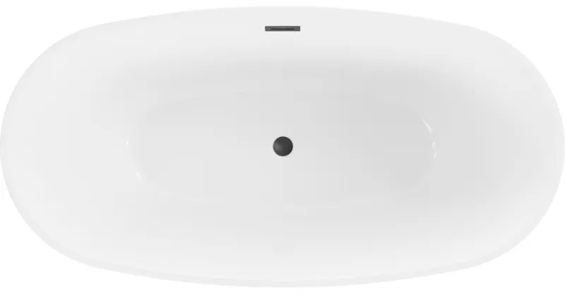 Mexen Eris, voľne stojaca vaňa 180 x 80 cm, biela, čierny matný prepad, 53441808000-70