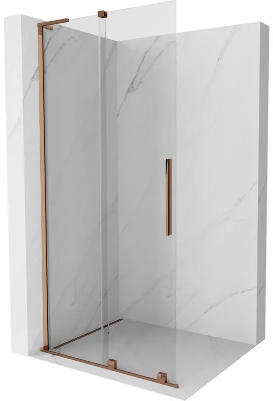 Mexen Velar L, posuvná sprchová zástena Walk-in 90 x 200 cm, 8mm číre sklo, ružové zlato, 871-090-003-03-60