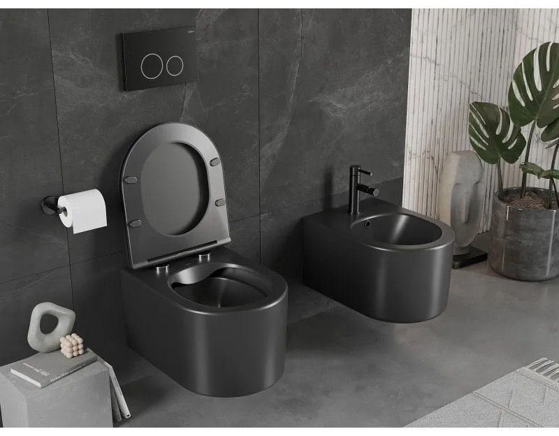 Mexen Sofia Rimless závesná wc misa, čierna matná, 3354XX85