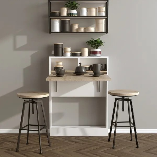 Skladací stolík BRACKED 96x70 cm biela/hnedá