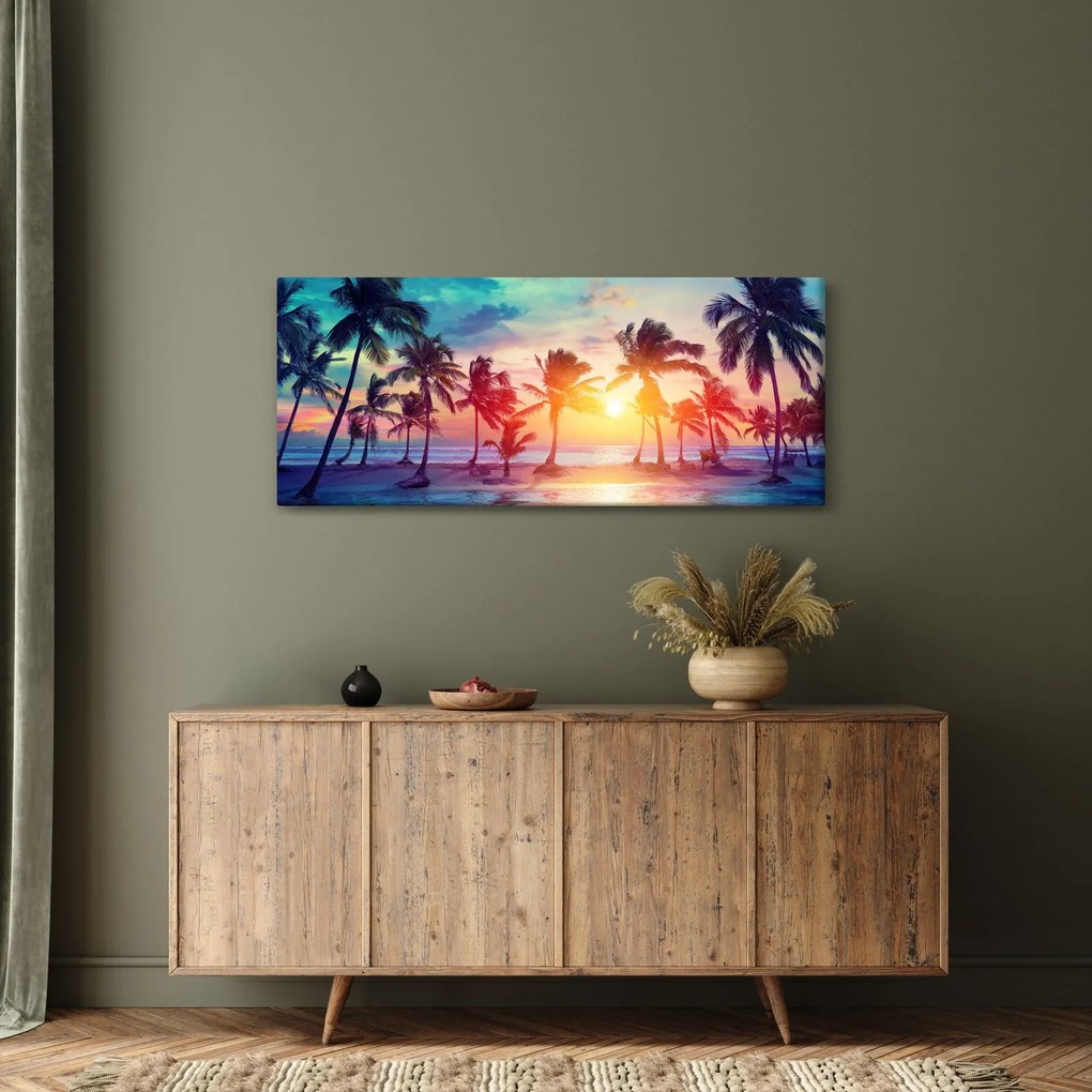 Obraz - Tropický západ slnka (120x50 cm)
