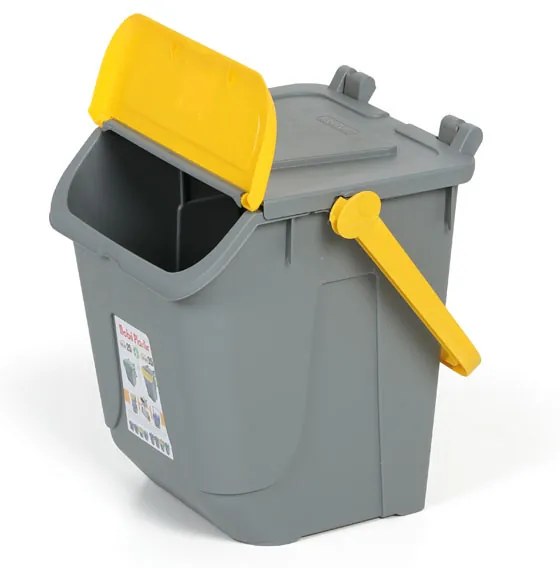 Plastový odpadkový kôš na triedenie odpadu ECOLOGY, 25 l, sivá/žltá