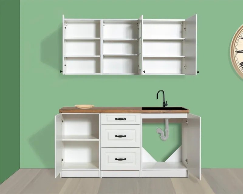 KUCHYNSKÁ LINKA LADY 160 BIELA, biela (doska dub Lancelot)