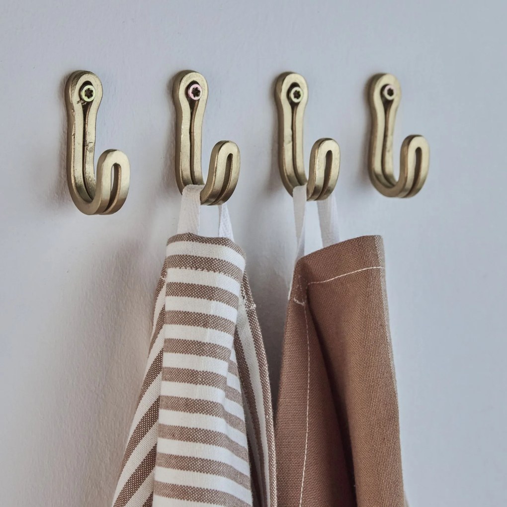 House Doctor Kovové háčiky Brass Finish – set 4 ks