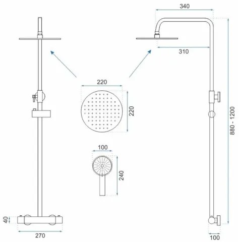 REA-P2323 - Sprchová súprava s termostatickou batériou PAROT brúsené zlato
