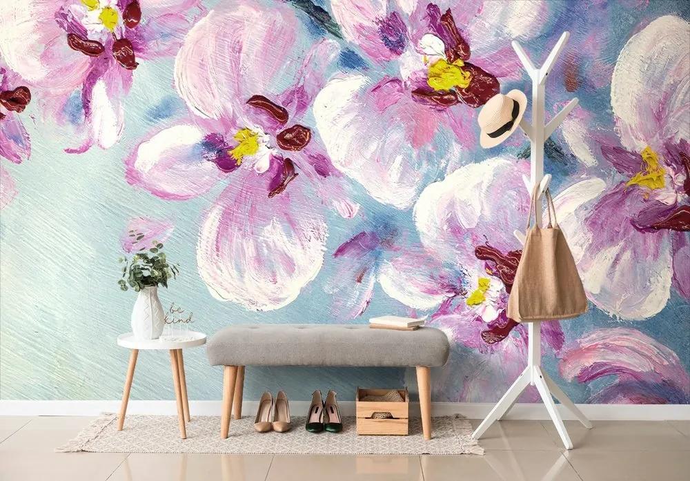 Tapeta romantické fialové kvety - 150x100