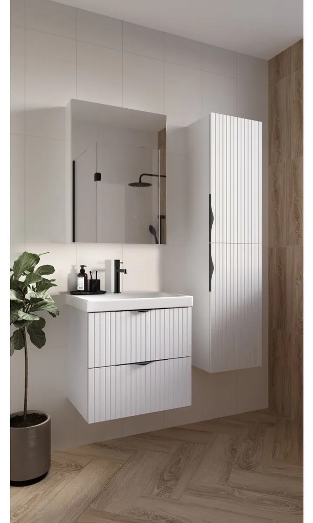 Cersanit Tirso, závesná umývadlová skrinka 794x447x572 mm + keramické umývadlo, biela matná, S801-547