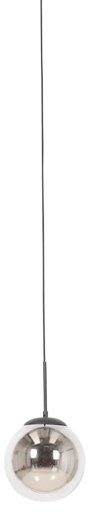 Závesné svietidlo Art Deco čierne s dymovým sklom vrátane adaptéra na koľajnicu 1-fázové - Iconic Flore