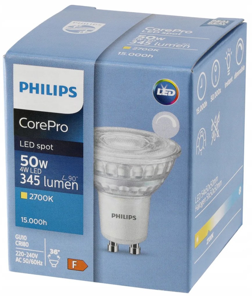 LED žiarovka Philips GU10 - 4W - 345 Lm - teplá biela - CorePro Premium
