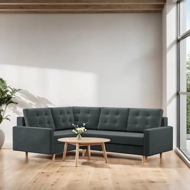 Rohová rozkladacia sedačka BLANK Elegant ľavá, svetlosivá