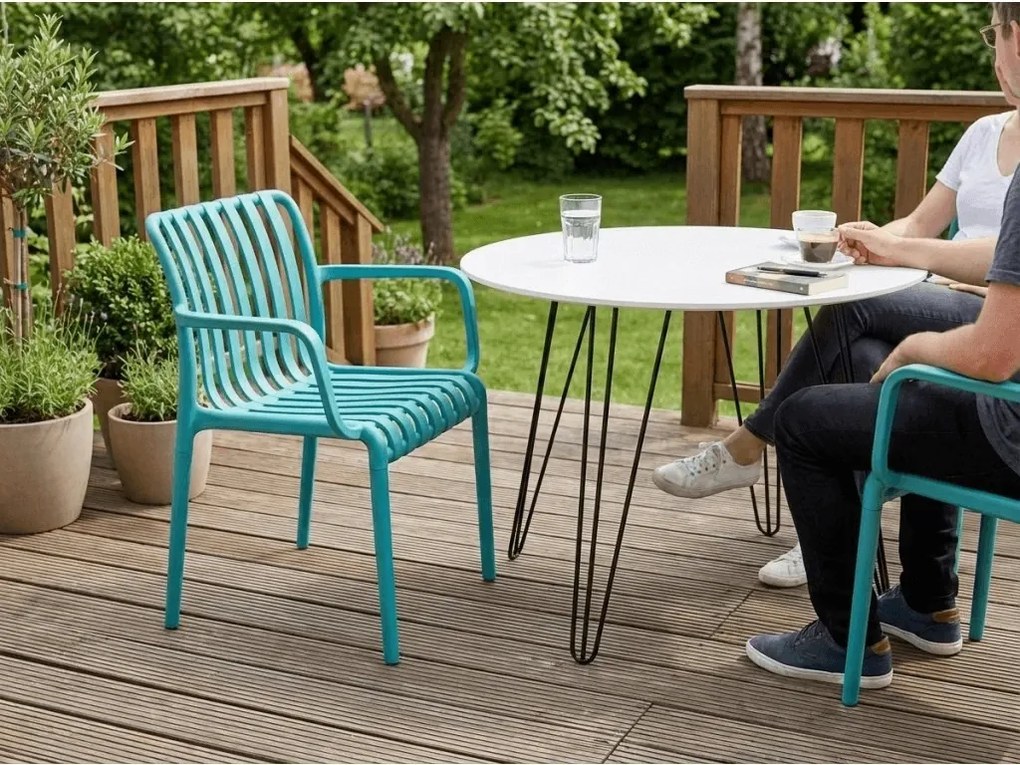 Plastová stolička TREGO s opierkami, modrá